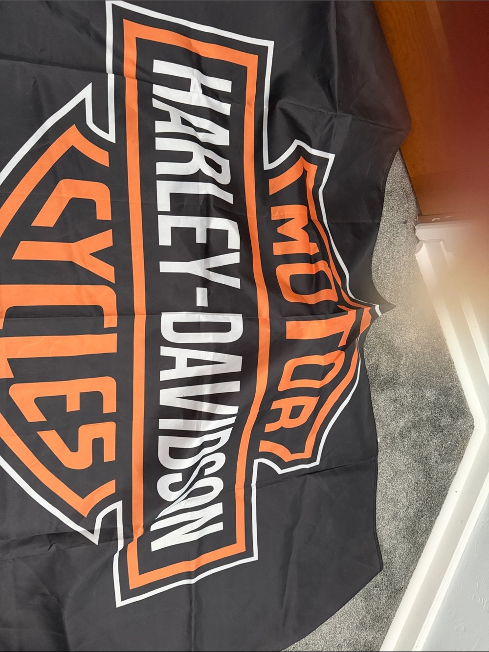 Harley-Davidson Black Orange White Shield Banner